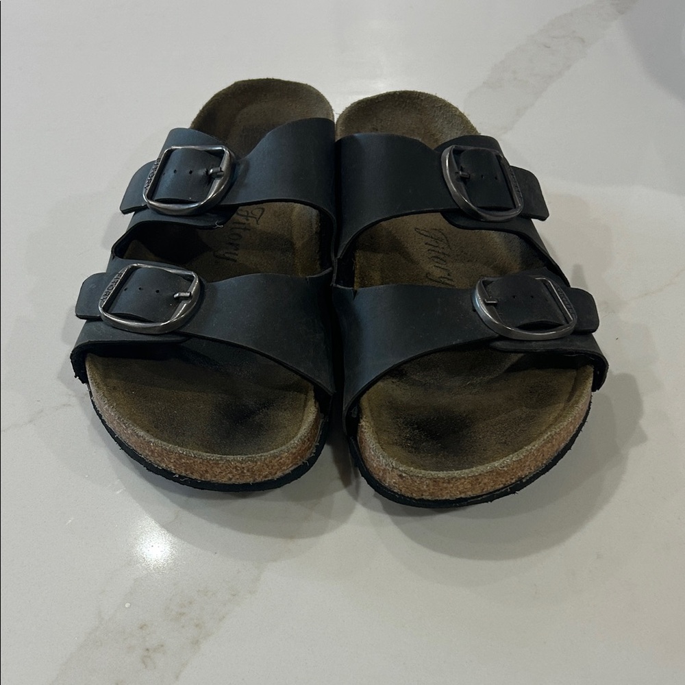 Birkenstock-Style Women's Black Double Buckle Sandals